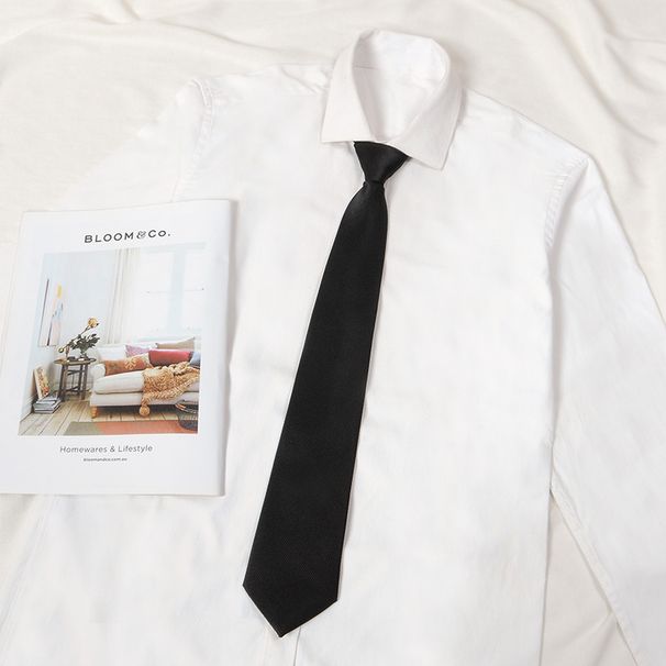 Unisex Black Tie Herren Reißverschluss Lazy No-Tie Hemd verziert JK lang und kurz Preppy Student Handbeat Girl_voghion.com