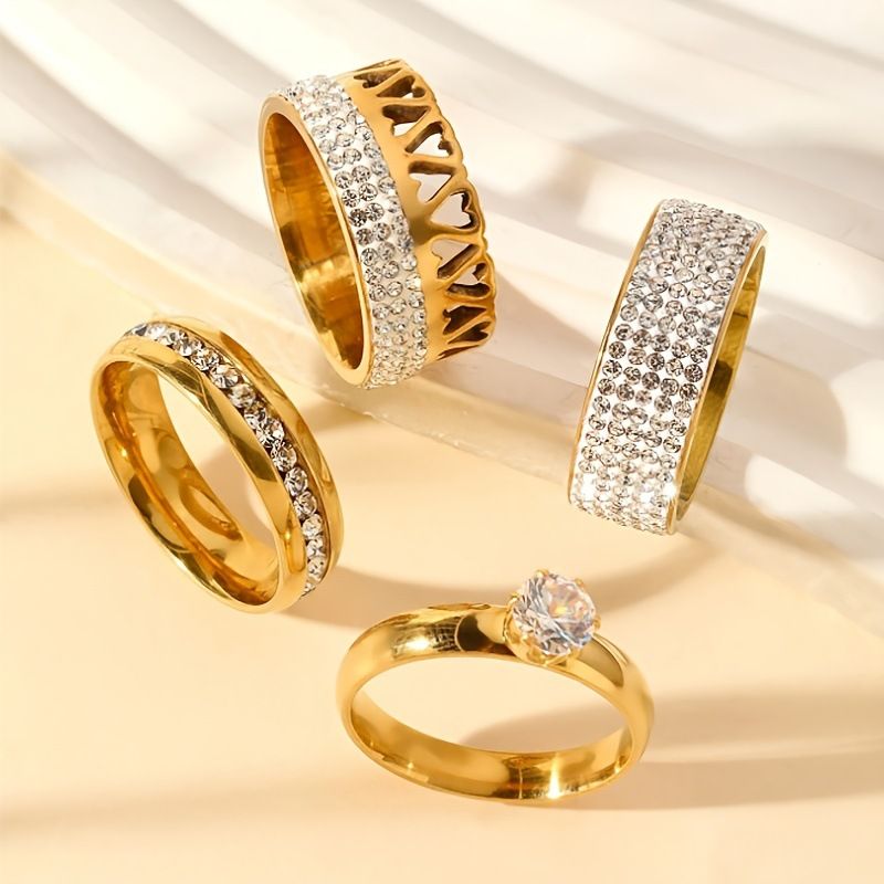Bague en acier titane incrustée de diamants, bague rotative à chiffres romains, bijou tendance en acier inoxydable_voghion.com