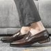 Adequado para todas as estações 【Alta qualidade】Mocassins de couro com bico quadrado, calçados masculinos casuais de negócios em couro bovino_voghion.com