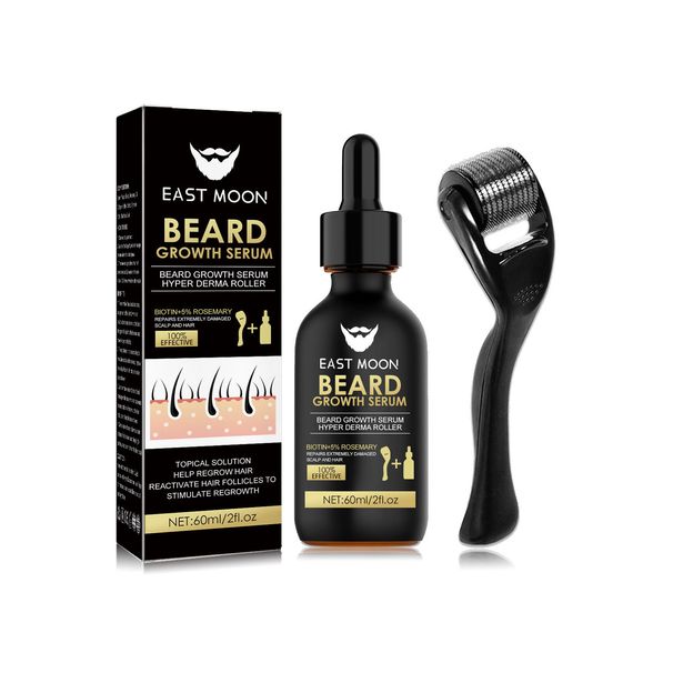 Set de suero para barba gruesa East Moon, aceite nutritivo para el tratamiento de la barba gruesa y el vello facial de los hombres_voghion.com