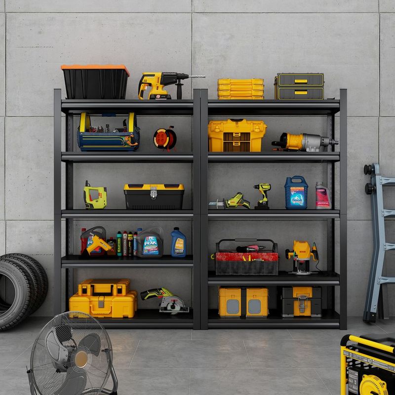 78'H 5 Tier Metal Shelves For Storage Garage Shelving 2000LBS Heavy Duty Storage Shelves Adjustable Garage Shelf Industrial Shelving Unit Storage Ut_voghion.com
