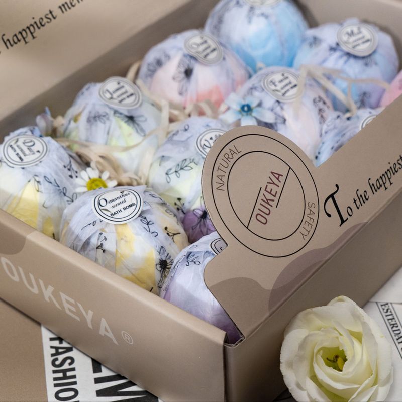 OUKEYA Bath Salt Balls Gift Set - 12 Pack Aromatherapy Bubble Bath For Dry Skin, Moisturizing Spa Treatment With Natural Sea Salt_voghion.com