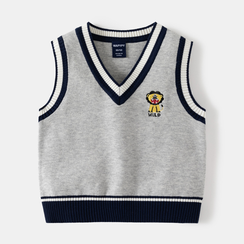 Ropa para niños, suéter sin mangas con cuello de pico para bebé, chaleco, suéter para niño_voghion.com