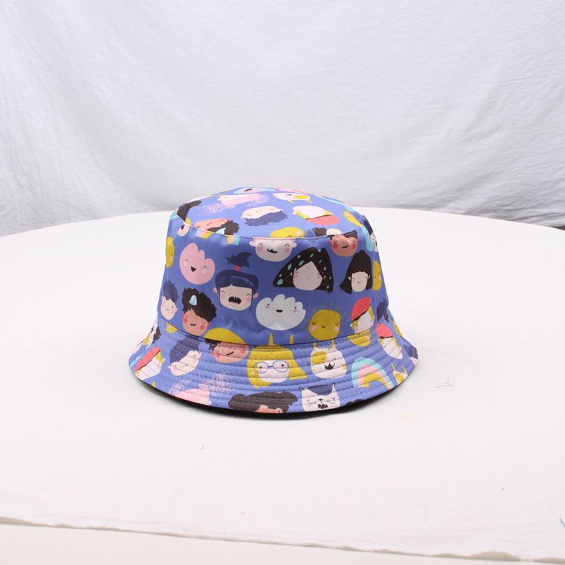 Double sided printed fisherman Korean version versatile sunshade basin hat_voghion.com