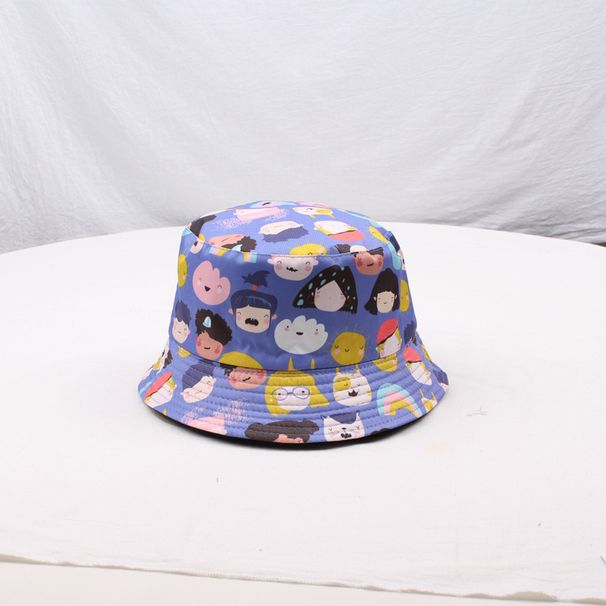 Double sided printed fisherman Korean version versatile sunshade basin hat_voghion.com