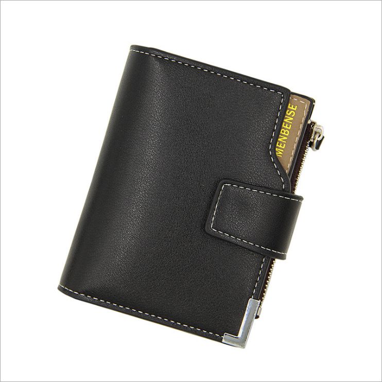 Portafoglio con fibbia alla moda, stile corto, con più scomparti, grande capacità, porta carte, cerniera verticale, fermasoldi da uomo_voghion.com