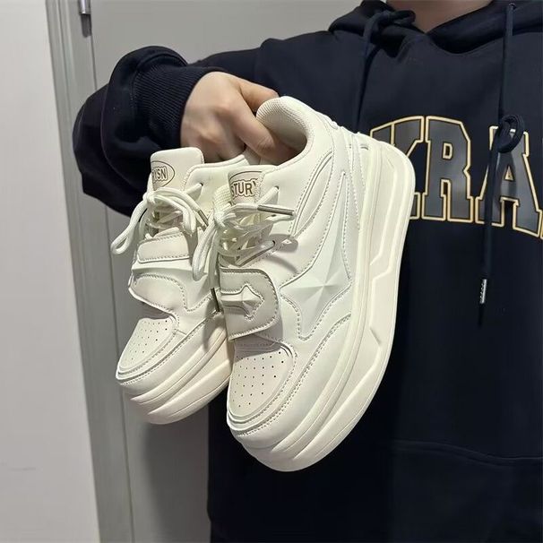 Korean version of student casual thick bottom heightening trend couple men and women's sneakers 2024 new student retro sports shoes autumn_voghion.com