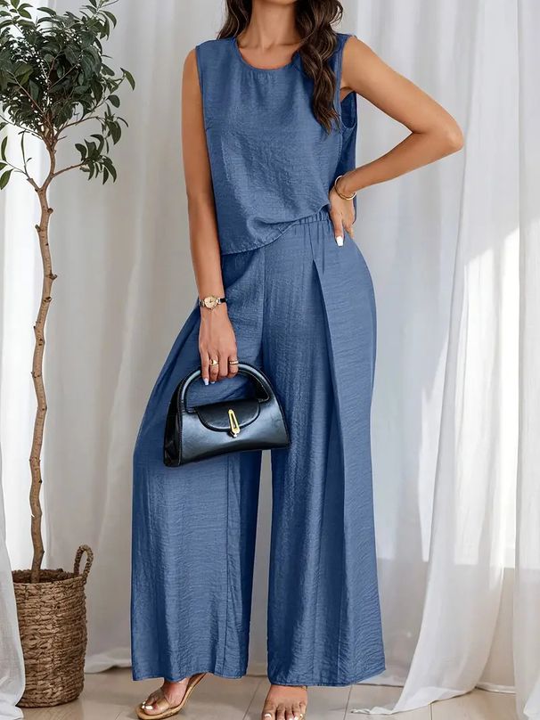 Women's Clothing Wide Leg Pants Casual Fashion Solid Color High Waist Loose Suit_voghion.com