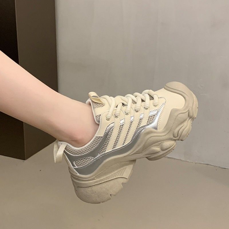 Feo y lindo, cabeza grande, malla transpirable, papá para mujeres, otoño 2024, nuevo estilo, bizcocho, suela gruesa, deportivo, versátil_voghion.com