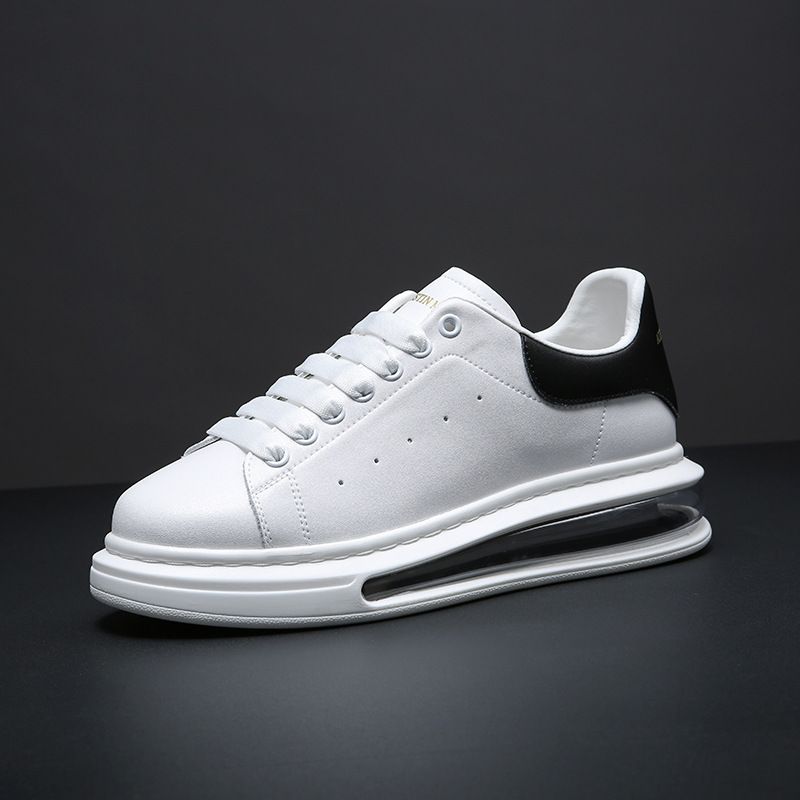 Echt leer kleine witte schoenen heren S nieuwe dikke zolen verhoogde casual schoenen paar luchtkussen heren S schoenen_voghion.com
