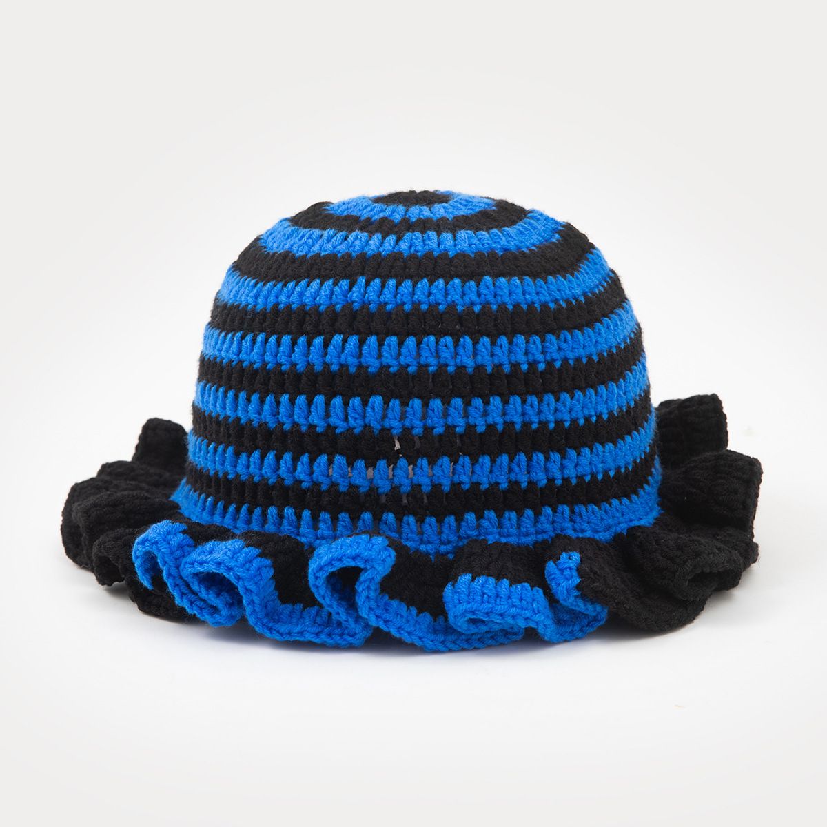 Cappello da pescatore lavorato a maglia con pizzo multicolore e strisce colorate - Traspirante, protezione solare, elegante cappello da pullover alla moda_voghion.com