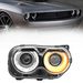 Headlights Assembly A Pair For Dodge Challenger 2015 2016 2017 2018 2019 2020 Black Housing Halogen Headlamps Replaceable Right Passenger Side And Left Drive Side(With Bulb) (Left+Right)_voghion.com
