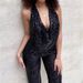 Women's solid color sleeveless hanging led sequined jumpsuit fashion straight pants women_voghion.com