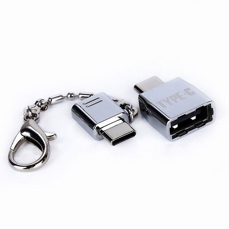 Metal Key Chain Type-C Adapter Kit Mini Micro USB To Type C & USB To Type-C OTG Converter Data Sync Charging Adapter_voghion.com