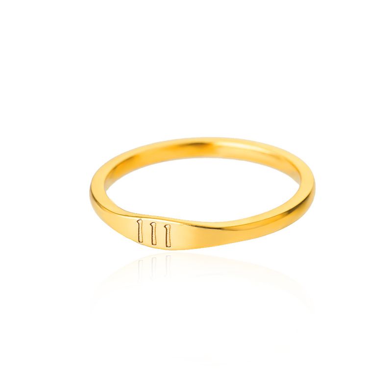 Bague en or incrustée de chiffres de style simple 1 pièce en acier inoxydable_voghion.com