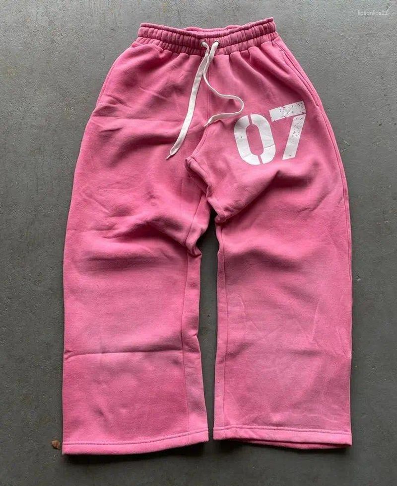 Men's Clothing Fashion Letter Print Printed Trousers Elastic Waist Loose Men And Women Trendy Sweatpants_voghion.com