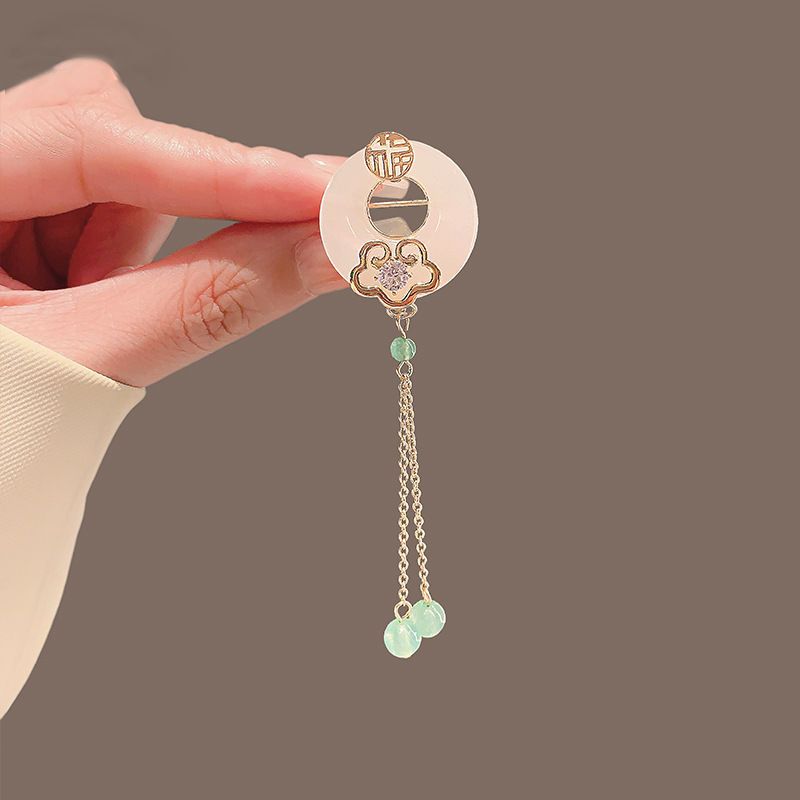 Broszka z klamrą bezpieczeństwa Fu Character Ruyi, antypoślizgowa, damska, wysokiej jakości, z frędzlami, do stroju Cheongsam, akcesoria, korsarz_voghion.com