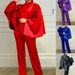 Women's Clothing Fashion Winter Elastic Satin Long Sleeved Cape Two Piece Suit_voghion.com