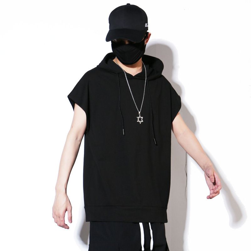 Sleeveless Vest For Men And Women Trendy Short Sleeved Sports Summer Hooded Quick Drying Fitness Basketball Hooded Top T Shirt_voghion.com