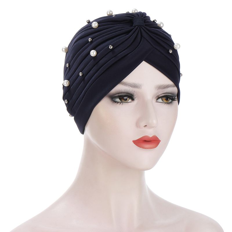  fashion pleated women's pullover hat Indian hat large and small beads Muslim turban hat_voghion.com