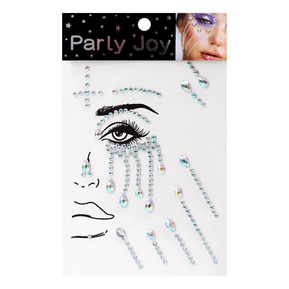 Eyes Face Makeup Temporary Tattoo Self Adhesive Sticker White Black Rhinestones Flat Back Crystal Party Body J_voghion.com