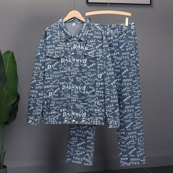 Ropa de hombre Chaquetas Primavera y otoño Nuevos trajes casuales Ropa de hombre de moda Un conjunto de atractivas chaquetas vaqueras a juego_voghion.com