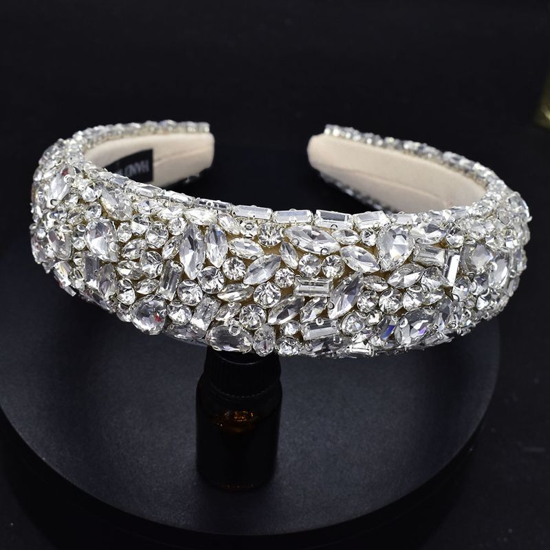 Glänzendes Strass-Stirnband aus dickem Schwamm, voller Diamanten, handgefertigter Kopfschmuck für die Braut, Abendkleid-Accessoires_voghion.com