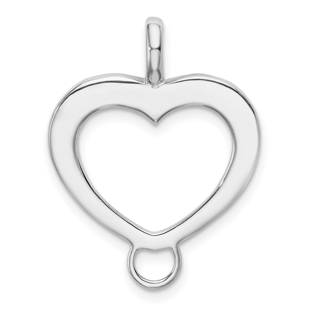Amore La Vita Sterling Silver Rhodium-plated Polished Open Heart Charm Carrier Pendant_voghion.com