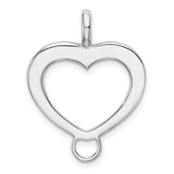 Amore La Vita Sterling Silver Rhodium-plated Polished Open Heart Charm Carrier Pendant_voghion.com