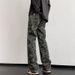 Spring High Street Micro-pull Pants American Camouflage Jeans Men's Straight High-end Sense_voghion.com