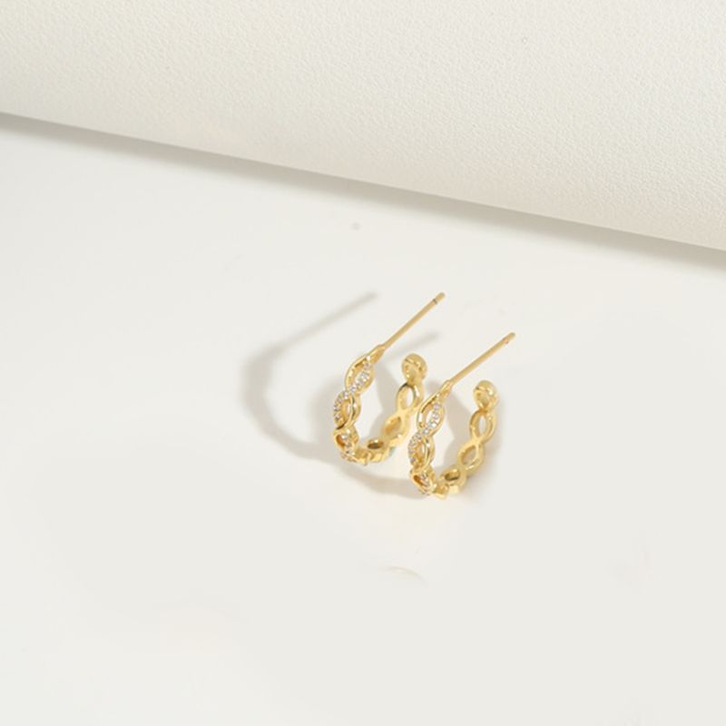 1 paio di orecchini pentagramma stile semplice stile classico intarsi geometrici in rame zircone placcato oro 14K_voghion.com