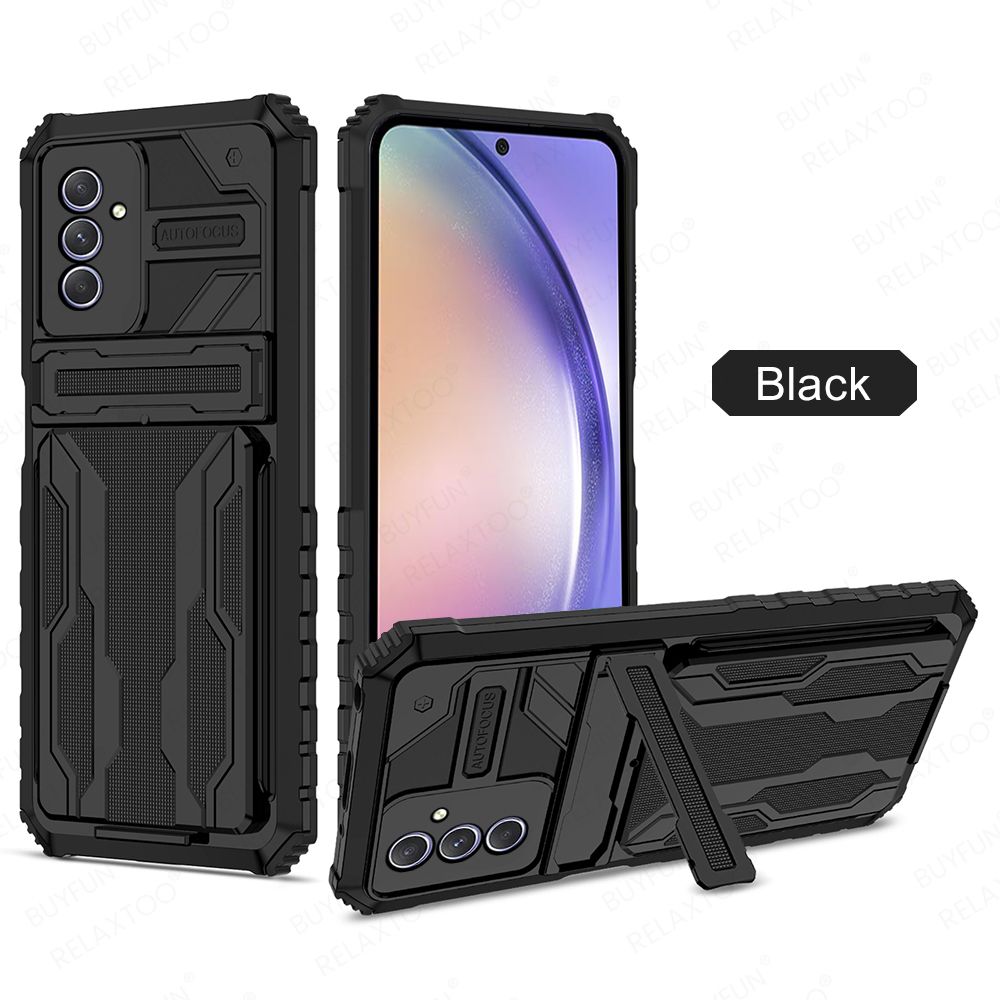 Multifunktionell Verstoppte Klammer Réckcover Fir Samsung Galaxy A14 4G A34 A54 5G A 14 34 54 Hülle Stossfest Mat Kaarteslot Coque_voghion.com
