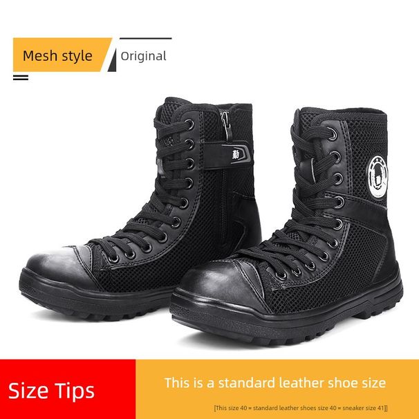Hollow Mesh Surface Canvas Security Outdoor Ultra-Light High-Top Shoes_voghion.com