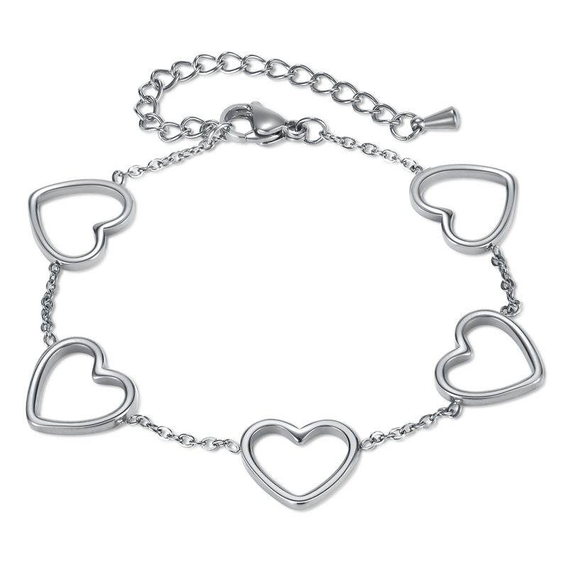 Wind Personality Metal Hollow Love Hand Decorated With Stainless Steel Bracelet_voghion.com