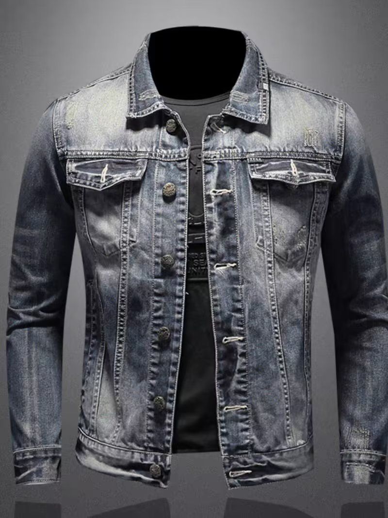 Men's Clothing Large Size Denim Jacket Men's Jacket Slim Fit Fashion Casual Personality Spring And Autumn Motorcycle All Match_voghion.com