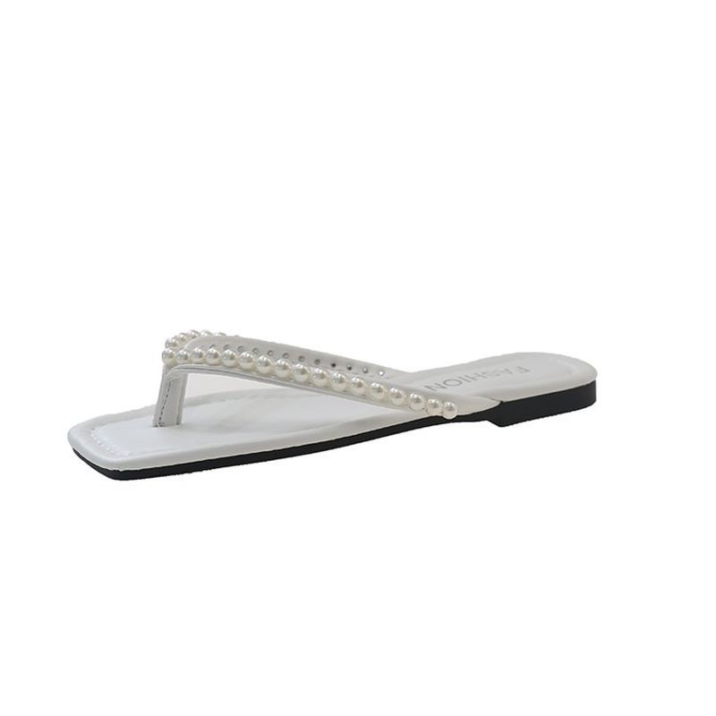 Flip-flop-uri cu perle la modă pentru femei, îmbrăcăminte în aer liber, explozie, plate, cu fustă, pantofi de plajă Sanya, toate asortate_voghion.com