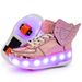 High-Top Children's Shoes Double Wings And Wheels, LED Light-Up Sneakers With Wheels_voghion.com