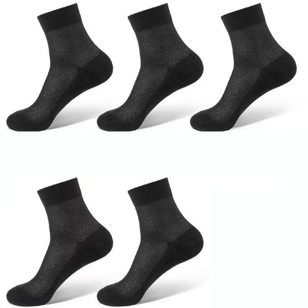 2025e Men's Mid-Calf Mesh Spring And Autumn Thin Sweat-Absorbing Odor-Resistant White Black Short Cotton Long Socks_voghion.com