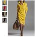 Women's Long Sleeve Knit Button-Up Dress With Turn-Down Collar, Loose Fit Straight Cut, Mid-Length Casual Tunic For Autumn_voghion.com