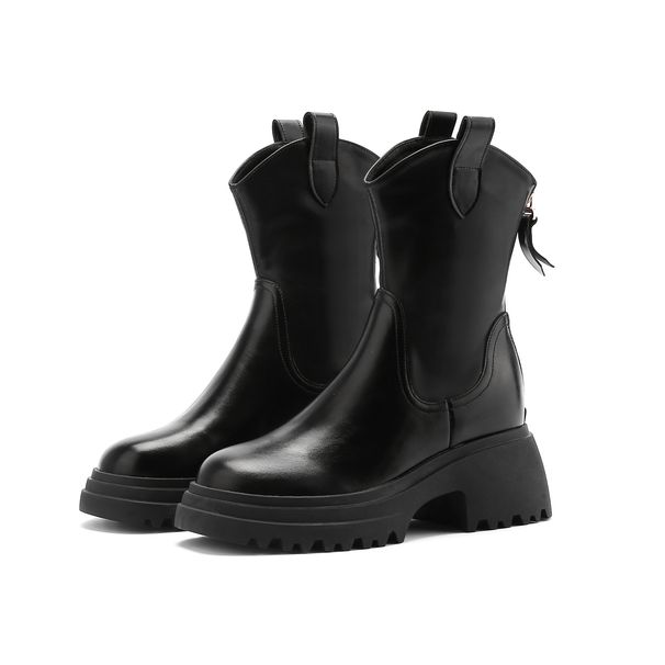 Martin čizme za žene 2024. novi stil s V izrezom i uskim debelim dnom, kratke čizme male veličine, moderne proljetne i jesenske čizme za jednu osobu_voghion.com