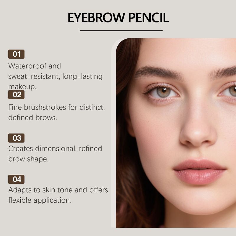 Lápis de sobrancelhas Zephoco à prova d'água com quatro pontas, maquiagem diária de longa duração, que não borra, multiuso, fácil para iniciantes_voghion.com