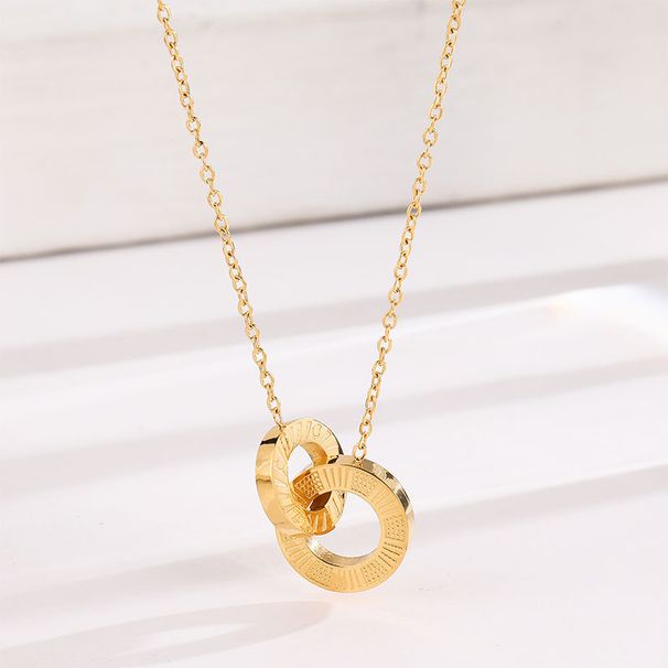 Classic simple interlocking titanium steel necklace high end niche luxury clavicle chain, versatile internet celebrity accessories_voghion.com