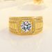 Vergulde, dominante, volle diamanten ring, zakelijke herenring, kleurbehoudende verlovingsring met dubbele rij diamanten_voghion.com