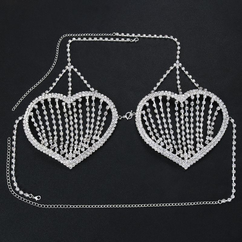 moda hot vendita accessori per il corpo nuovo cuore a forma di strass catena pettorale sexy bikini catena corpo_voghion.com