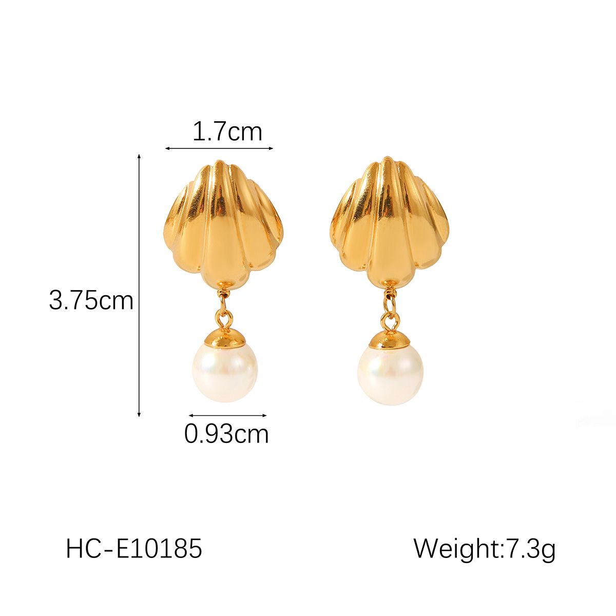 Orecchini a bottone con ciondolo di perle e conchiglia, da donna, in acciaio inossidabile placcato oro, accessori per gioielli di moda, regalo_voghion.com