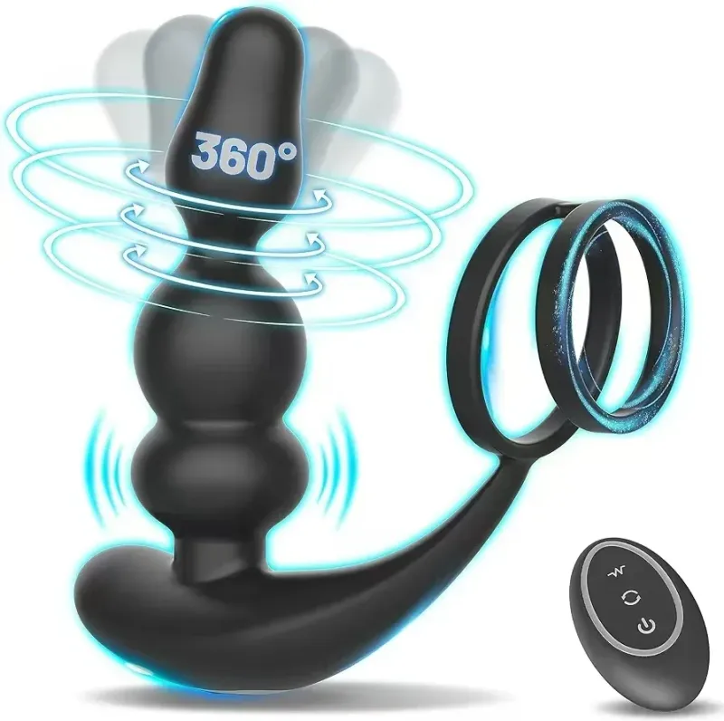 Vibrator Prostate Massager Ring, Anal With Multiple Rotations Vibration Remote Control, Sex Toys Adult Men, For_voghion.com