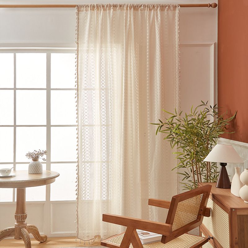 Tende in pizzo a pois per cucina e bagno – Tende vintage trasparenti con tasca per asta, larghezza 150 cm, stile boho café, per una privacy totale._voghion.com