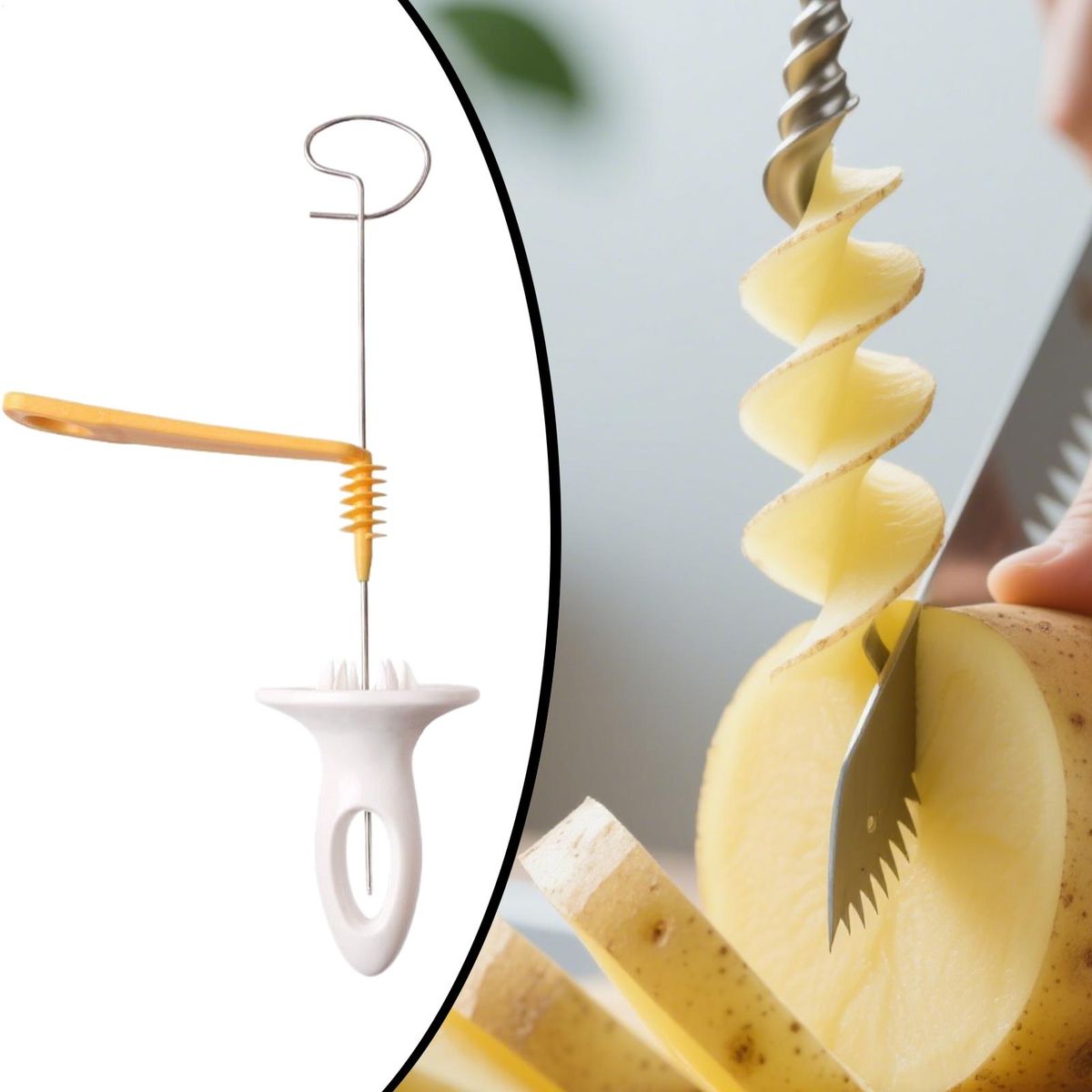Tagliapatate a spirale per cucina, tagliaverdure a spirale, piccolo utensile antiscivolo per patatine fritte, utensile ergonomico per tagliare carote attorcigliate_voghion.com