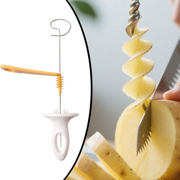 Tagliapatate a spirale per cucina, tagliaverdure a spirale, piccolo utensile antiscivolo per patatine fritte, utensile ergonomico per tagliare carote attorcigliate_voghion.com