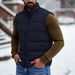 Gilet matelassé d'hiver pour homme - Veste matelassée légère sans manches, col montant, fermeture éclair sur le devant, poches décoratives, indispensable pour la superposition décontractée._voghion.com